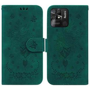 For Xiaomi Redmi 10C Butterfly Rose Embossed Leather Phone Case(Green)
