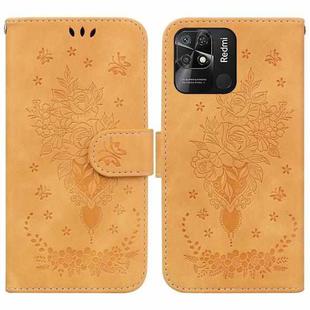 For Xiaomi Redmi 10C Butterfly Rose Embossed Leather Phone Case(Yellow)