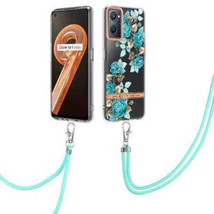 For OPPO Realme 9i/A36/A96 4G Flowers Series TPU Phone Case with Lanyard(Blue Rose)