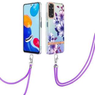 For Xiaomi Redmi Note 11s/Redmi Note 11 4G 6.43inch Global Flowers Series TPU Phone Case with Lanyard(Purple Begonia)