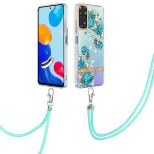 For Xiaomi Redmi Note 11s/Redmi Note 11 4G 6.43inch Global Flowers Series TPU Phone Case with Lanyard(Blue Rose)