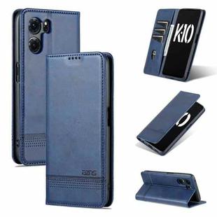 For OPPO K10 5G China AZNS Magnetic Calf Texture Flip Leather Phone Case(Dark Blue)