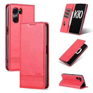 For OPPO K10 5G China AZNS Magnetic Calf Texture Flip Leather Phone Case(Red)
