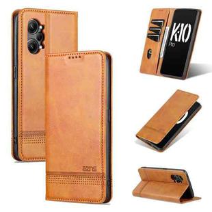 For OPPO K10 Pro AZNS Magnetic Calf Texture Flip Leather Phone Case(Light Brown)