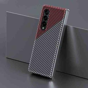 For Samsung Galaxy Z Fold3 5G Carbon Fiber Shockproof Phone Case(Black+Red)