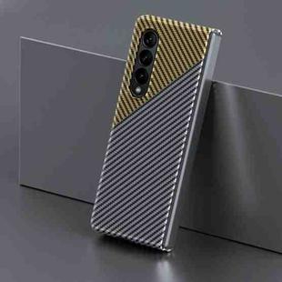For Samsung Galaxy Z Fold3 5G Carbon Fiber Shockproof Phone Case(Black+Gold)