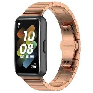 For Huawei Band 7 One-bead Stainless Steel Watch Band(Rose Gold)