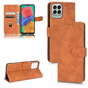 For Samsung Galaxy M33 5G Skin Feel Magnetic Flip Leather Phone Case(Brown)