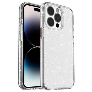 For iPhone 14 Pro Shockproof Terminator Style Glitter Powder Protective Case (White)