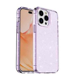 For iPhone 14 Pro Max Shockproof Terminator Style Glitter Powder Protective Case (Purple)