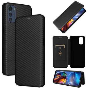 For Motorola Moto E32 4G Carbon Fiber Texture Horizontal Flip Leather Phone Case(Black)