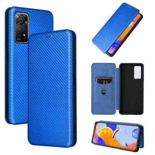 For Xiaomi Redmi Note 11 Pro Carbon Fiber Texture Horizontal Flip Leather Phone Case(Blue)