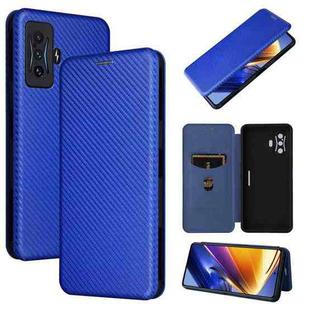 For Xiaomi Poco F4 GT/Redmi K50 Gaming Carbon Fiber Texture Horizontal Flip Leather Phone Case(Blue)
