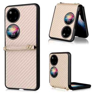 For Huawei P50 Pocket Carbon Fiber Texture PU + TPU Phone Case(Gold)