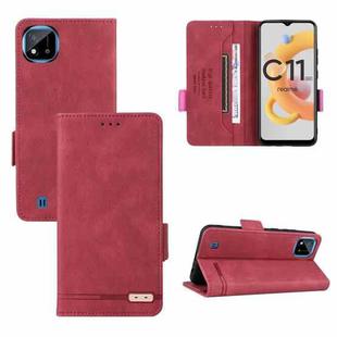For OPPO Realme C11 2021/Realme C20 Magnetic Clasp Flip Leather Phone Case(Red)