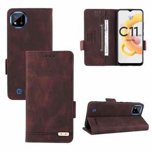 For OPPO Realme C11 2021/Realme C20 Magnetic Clasp Flip Leather Phone Case(Brown)