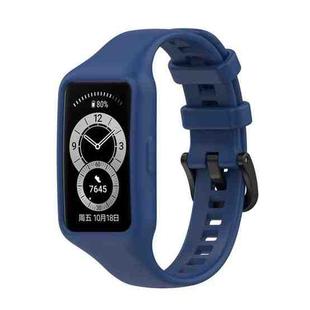 For Huawei Band 7 / 6 Pro / 6 / Honor Band 7 / 6 Universal Integrated Silicone Watch Band(Navy Blue)