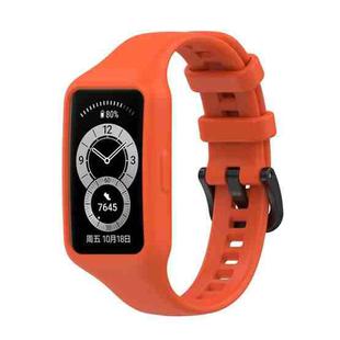 For Huawei Band 7 / 6 Pro / 6 / Honor Band 7 / 6 Universal Integrated Silicone Watch Band(Orange)