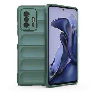 For Xiaomi 11T Magic Shield TPU + Flannel Phone Case(Dark Green)