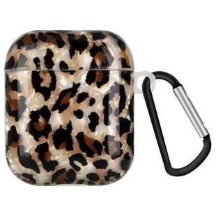 Painted Shell Texture Wireless Earphone Case with Hook For AirPods 1 / 2(Leopard Print)