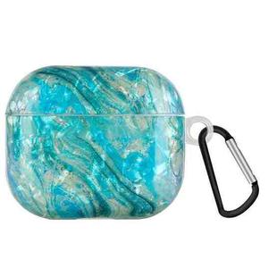 Painted Shell Texture Wireless Earphone Case with Hook For AirPods 3(Luxury Marble)