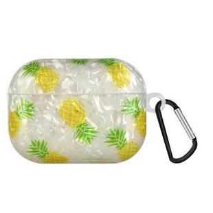 Painted Shell Texture Wireless Earphone Case with Hook For AirPods Pro(Pineapple)