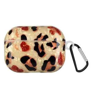 Painted Shell Texture Wireless Earphone Case with Hook For AirPods Pro(Yellow Leopard)