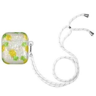 For AirPods 1 / 2 Painted Shell Texture Wireless Earphone Case with Lanyard(Pineapple)