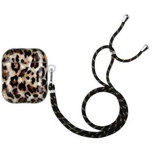 For AirPods 1 / 2 Painted Shell Texture Wireless Earphone Case with Lanyard(Leopard Print)