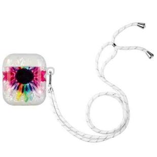 For AirPods 1 / 2 Painted Shell Texture Wireless Earphone Case with Lanyard(Colorful Sunflower)