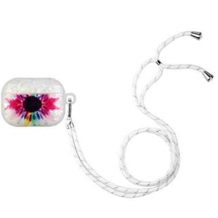 For AirPods Pro Painted Shell Texture Wireless Earphone Case with Lanyard(Colorful Sunflower)
