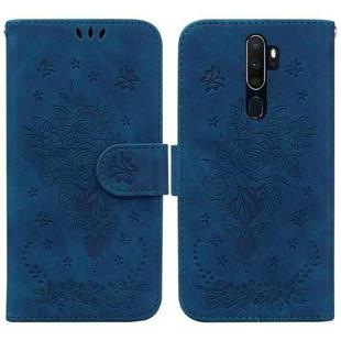 For OPPO A9 / A5 2020 / A11X Butterfly Rose Embossed Leather Phone Case(Blue)