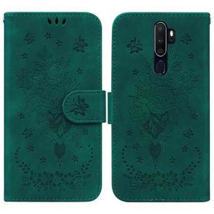 For OPPO A9 / A5 2020 / A11X Butterfly Rose Embossed Leather Phone Case(Green)