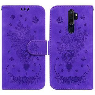 For OPPO A9 / A5 2020 / A11X Butterfly Rose Embossed Leather Phone Case(Purple)