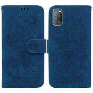 For OPPO A52 / A92 / A72 Butterfly Rose Embossed Leather Phone Case(Blue)