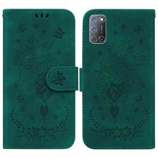 For OPPO A52 / A92 / A72 Butterfly Rose Embossed Leather Phone Case(Green)