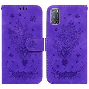 For OPPO A52 / A92 / A72 Butterfly Rose Embossed Leather Phone Case(Purple)