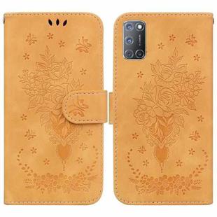For OPPO A52 / A92 / A72 Butterfly Rose Embossed Leather Phone Case(Yellow)