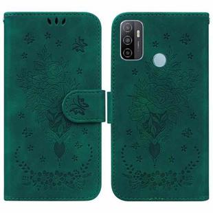 For OPPO A53 / A33 Butterfly Rose Embossed Leather Phone Case(Green)