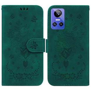 For OPPO Realme GT Neo3 Butterfly Rose Embossed Leather Phone Case(Green)