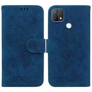 For OPPO A15 / A15s Butterfly Rose Embossed Leather Phone Case(Blue)