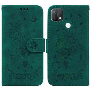 For OPPO A15 / A15s Butterfly Rose Embossed Leather Phone Case(Green)