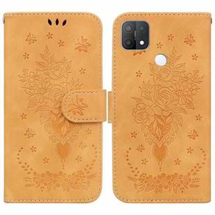 For OPPO A15 / A15s Butterfly Rose Embossed Leather Phone Case(Yellow)