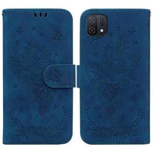 For OPPO A16K Butterfly Rose Embossed Leather Phone Case(Blue)