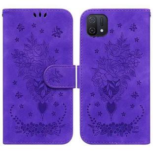 For OPPO A16K Butterfly Rose Embossed Leather Phone Case(Purple)