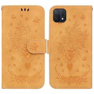 For OPPO A16K Butterfly Rose Embossed Leather Phone Case(Yellow)