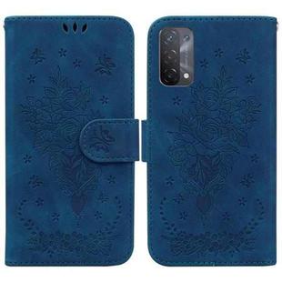 For OPPO A74 5G / A93 5G / A54 5G Butterfly Rose Embossed Leather Phone Case(Blue)