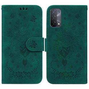 For OPPO A74 5G / A93 5G / A54 5G Butterfly Rose Embossed Leather Phone Case(Green)