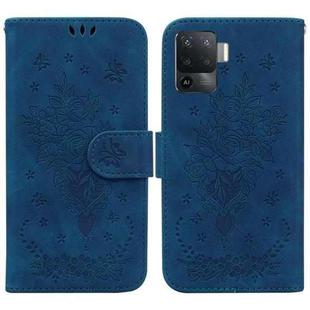 For OPPO A94 4G / F19 Pro / Reno5 F Butterfly Rose Embossed Leather Phone Case(Blue)