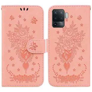 For OPPO A94 4G / F19 Pro / Reno5 F Butterfly Rose Embossed Leather Phone Case(Pink)